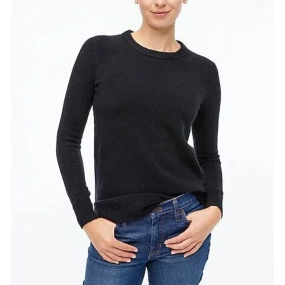 NWOT‎ J. Crew crewneck wool-blend long-sleeve sweater, Black, XXS